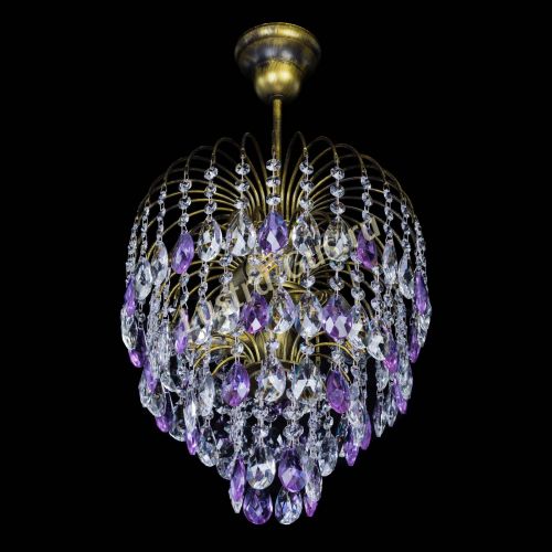 Люстра Лора №3 под бронзу фиолетовая в Новокузнецке Гусь Хрустальный