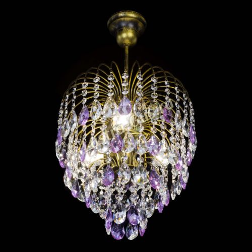 Люстра Лора №3 под бронзу фиолетовая в Новокузнецке Гусь Хрустальный