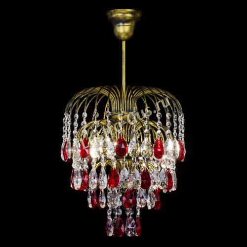 Люстра Лора №3 под бронзу красная в Новокузнецке Гусь Хрустальный