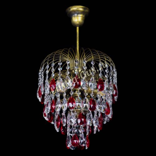 Люстра Лора №3 под бронзу красная в Новокузнецке Гусь Хрустальный