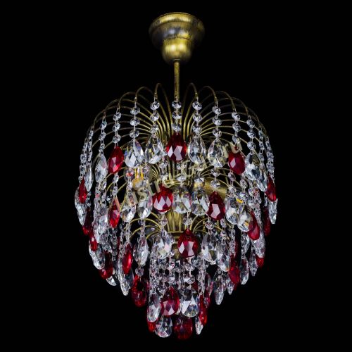 Люстра Лора №3 под бронзу красная в Новокузнецке Гусь Хрустальный