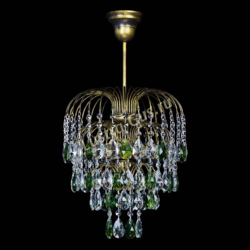 Люстра Лора №3 под бронзу зеленая в Новокузнецке Гусь Хрустальный