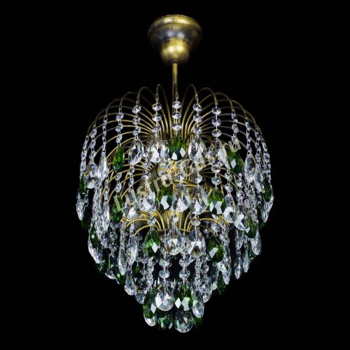Люстра Лора №3 под бронзу зеленая в Новокузнецке Гусь Хрустальный