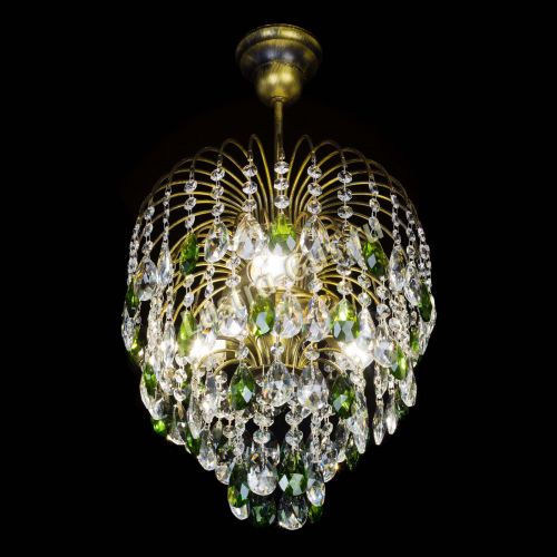 Люстра Лора №3 под бронзу зеленая в Новокузнецке Гусь Хрустальный