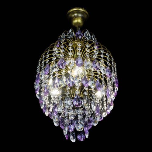 Люстра Лора №3 журавлик Фиолетовая под бронзу в Новокузнецке Гусь Хрустальный