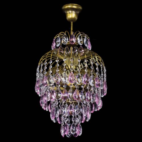 Люстра Лора №3 журавлик Розовая под бронзу в Новокузнецке Гусь Хрустальный