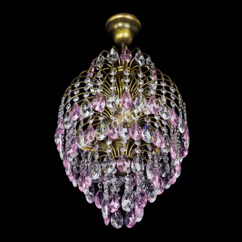 Люстра Лора №3 журавлик Розовая под бронзу в Новокузнецке Гусь Хрустальный