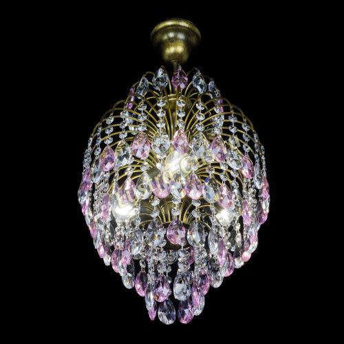 Люстра Лора №3 журавлик Розовая под бронзу в Новокузнецке Гусь Хрустальный