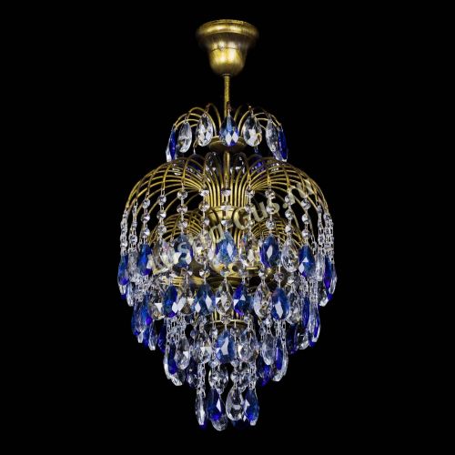 Люстра Лора №3 журавлик Синяя под бронзу в Новокузнецке Гусь Хрустальный