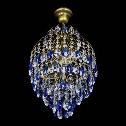 Люстра Лора №3 журавлик Синяя под бронзу в Новокузнецке Гусь Хрустальный