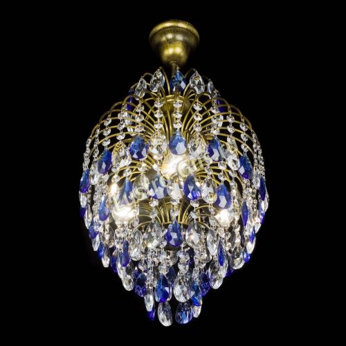 Люстра Лора №3 журавлик Синяя под бронзу в Новокузнецке Гусь Хрустальный