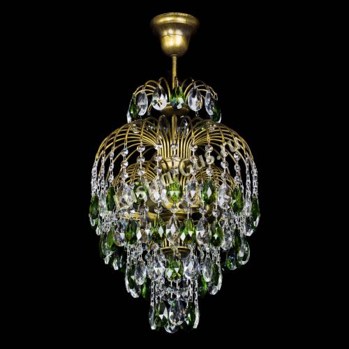 Люстра Лора №3 журавлик Зеленая под бронзу в Новокузнецке Гусь Хрустальный