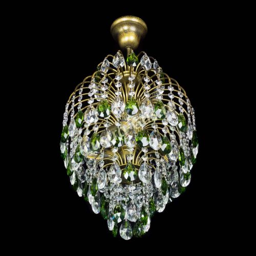 Люстра Лора №3 журавлик Зеленая под бронзу в Новокузнецке Гусь Хрустальный