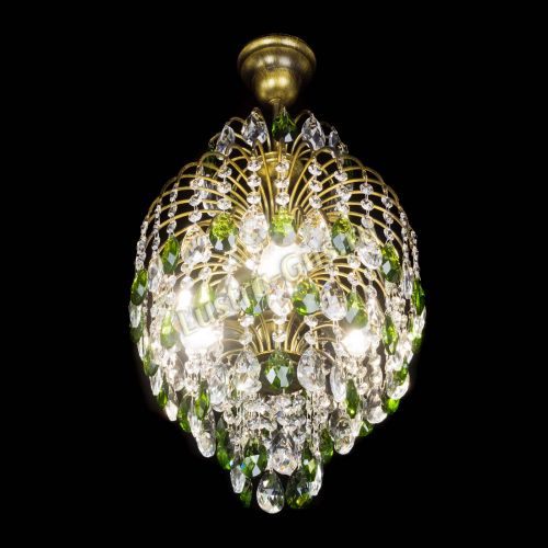 Люстра Лора №3 журавлик Зеленая под бронзу в Новокузнецке Гусь Хрустальный