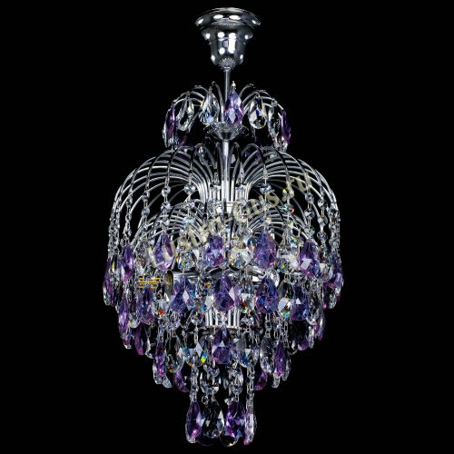 Люстра Лора №3 журавлик сиреневая в Новокузнецке Гусь Хрустальный