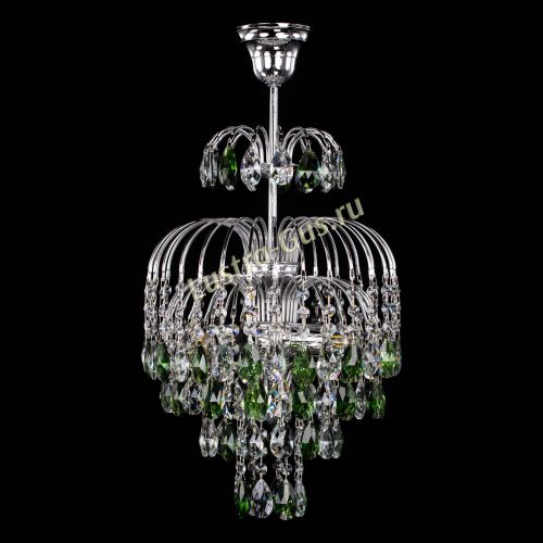 Люстра Лора №3 журавлик зеленая в Новокузнецке Гусь Хрустальный