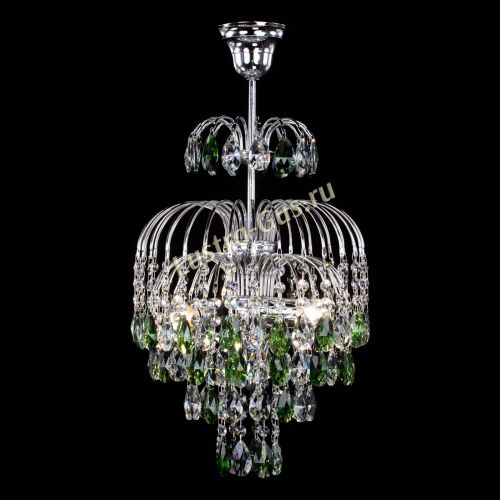 Люстра Лора №3 журавлик зеленая в Новокузнецке Гусь Хрустальный