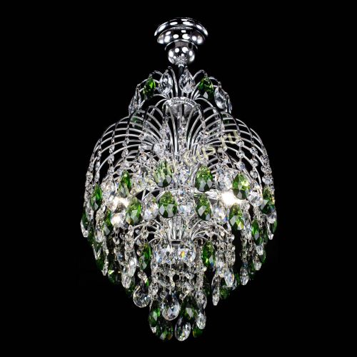 Люстра Лора №3 журавлик зеленая в Новокузнецке Гусь Хрустальный