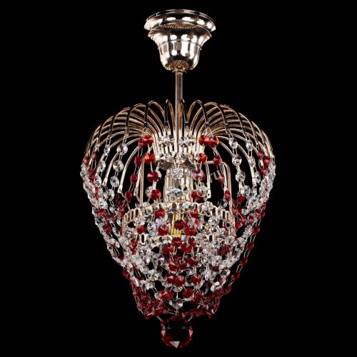 Люстра Малинка обтикон красная в Новокузнецке Гусь Хрустальный
