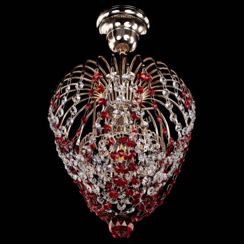 Люстра Малинка обтикон красная в Новокузнецке Гусь Хрустальный