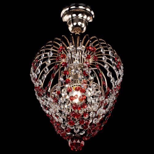 Люстра Малинка обтикон красная в Новокузнецке Гусь Хрустальный