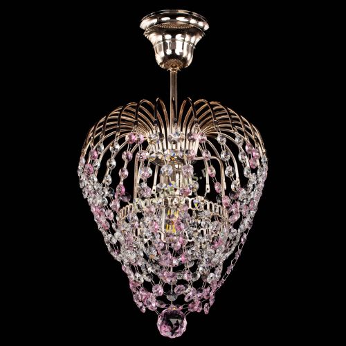 Люстра Малинка обтикон розовая в Новокузнецке Гусь Хрустальный