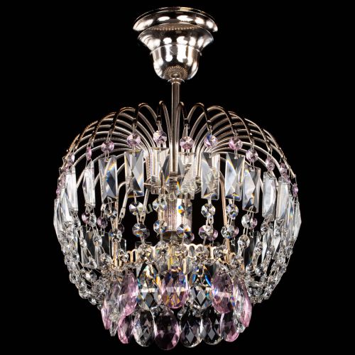 Люстра Малинка розовая в Новокузнецке Гусь Хрустальный