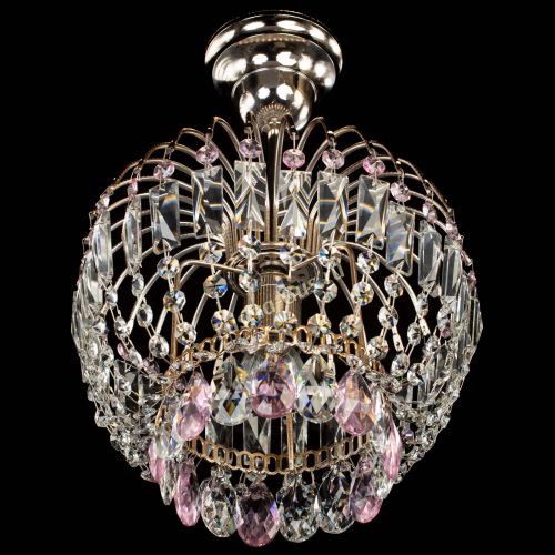 Люстра Малинка розовая в Новокузнецке Гусь Хрустальный