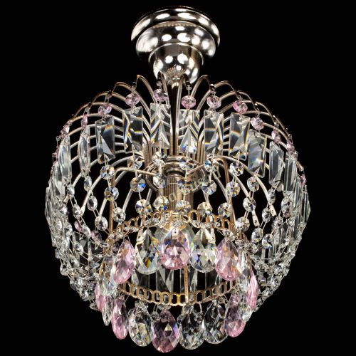 Люстра Малинка розовая в Новокузнецке Гусь Хрустальный