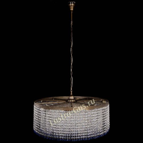 Люстра Милан капель №10 под бронзу синяя с подвесом в Новокузнецке Гусь Хрустальный