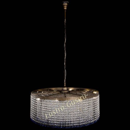 Люстра Милан капель №10 под бронзу синяя с подвесом в Новокузнецке Гусь Хрустальный