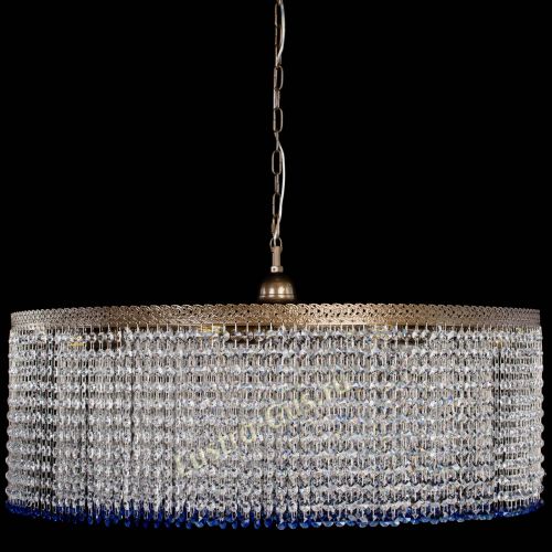 Люстра Милан капель №10 под бронзу синяя с подвесом в Новокузнецке Гусь Хрустальный