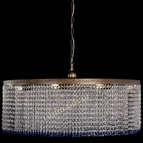 Люстра Милан капель №10 под бронзу синяя с подвесом в Новокузнецке Гусь Хрустальный
