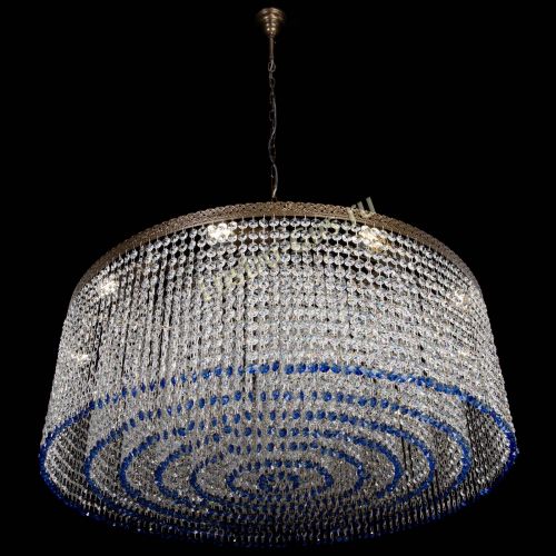 Люстра Милан капель №10 под бронзу синяя с подвесом в Новокузнецке Гусь Хрустальный