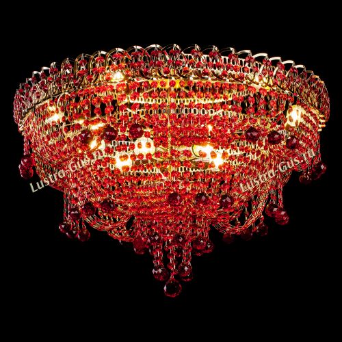 Люстра Водопад Софья красная в Новокузнецке Гусь Хрустальный