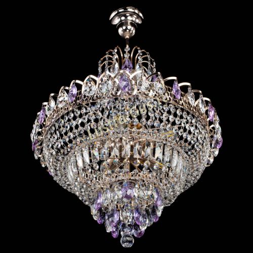 Люстра Ника подвесная Фиолетовая в Новокузнецке Гусь Хрустальный