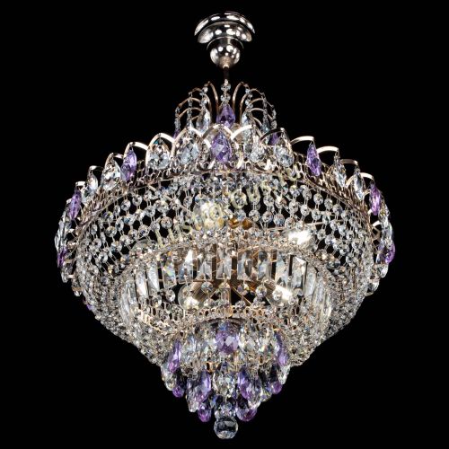 Люстра Ника подвесная Фиолетовая в Новокузнецке Гусь Хрустальный