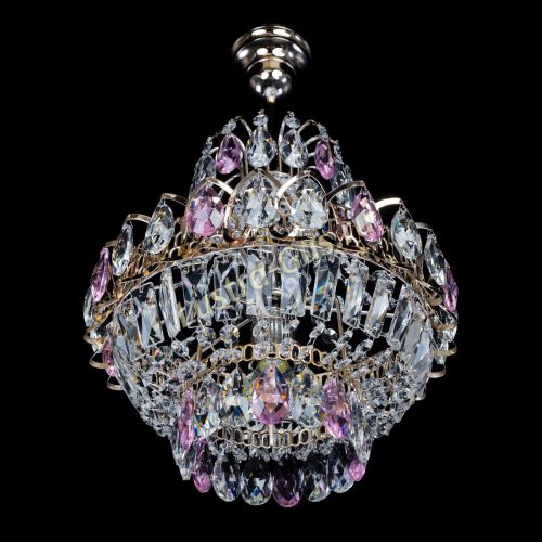 Люстра Ника 1 лампа розовая в Новокузнецке Гусь Хрустальный