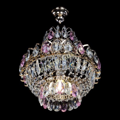 Люстра Ника 1 лампа розовая в Новокузнецке Гусь Хрустальный