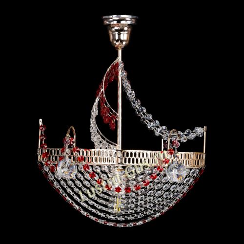 Люстра Парусник №1 красный в Новокузнецке Гусь Хрустальный