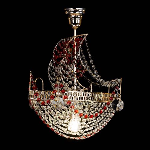 Люстра Парусник №1 красный в Новокузнецке Гусь Хрустальный