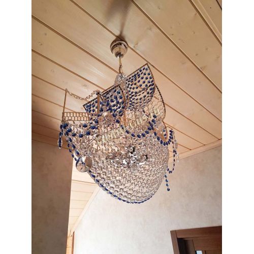 Люстра Парусник №1 синий в Новокузнецке Гусь Хрустальный