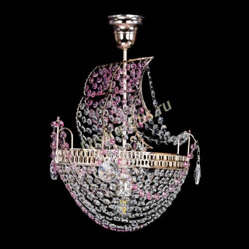 Люстра Парусник №1 розовый в Новокузнецке Гусь Хрустальный