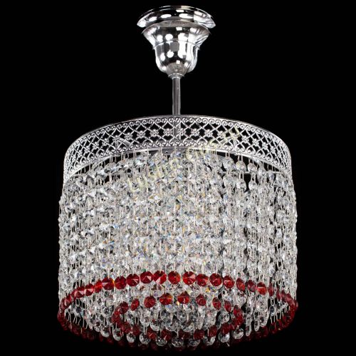 Люстра Венеция Капель №1 с подвесом Красная в Новокузнецке Гусь Хрустальный