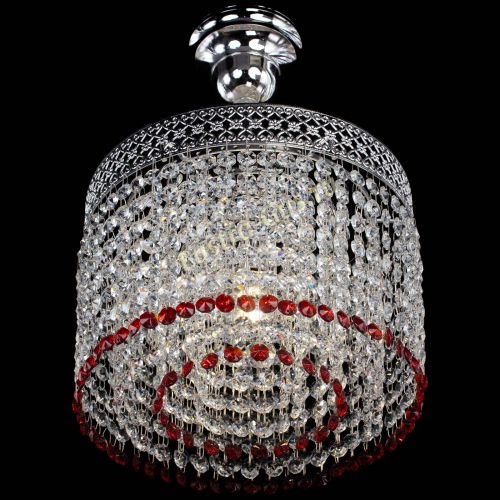 Люстра Венеция Капель №1 с подвесом Красная в Новокузнецке Гусь Хрустальный
