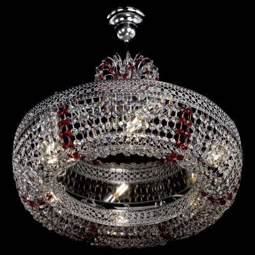 Люстра Венеция Кольцо с подвесом Красная в Новокузнецке Гусь Хрустальный