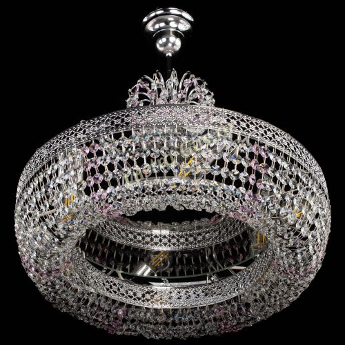 Люстра Венеция Кольцо с подвесом Розовая в Новокузнецке Гусь Хрустальный