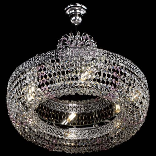 Люстра Венеция Кольцо с подвесом Розовая в Новокузнецке Гусь Хрустальный