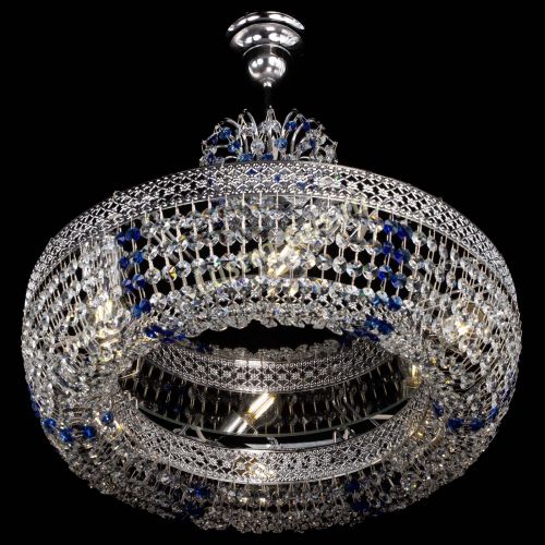 Люстра Венеция Кольцо с подвесом Синяя в Новокузнецке Гусь Хрустальный