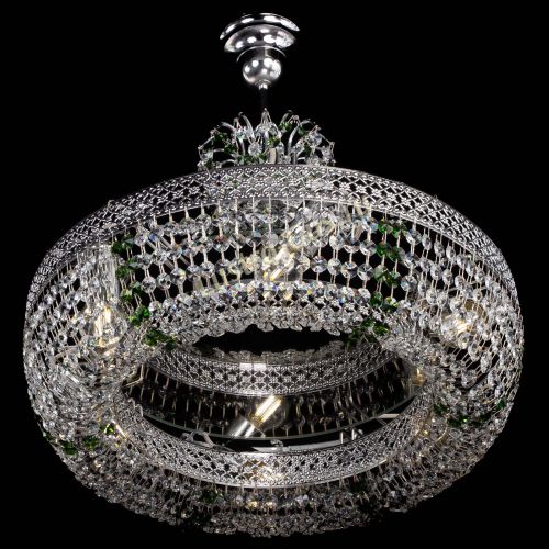 Люстра Венеция Кольцо с подвесом Зеленая в Новокузнецке Гусь Хрустальный